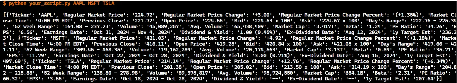 Scrape Yahoo Finance screenshot multiple stocks