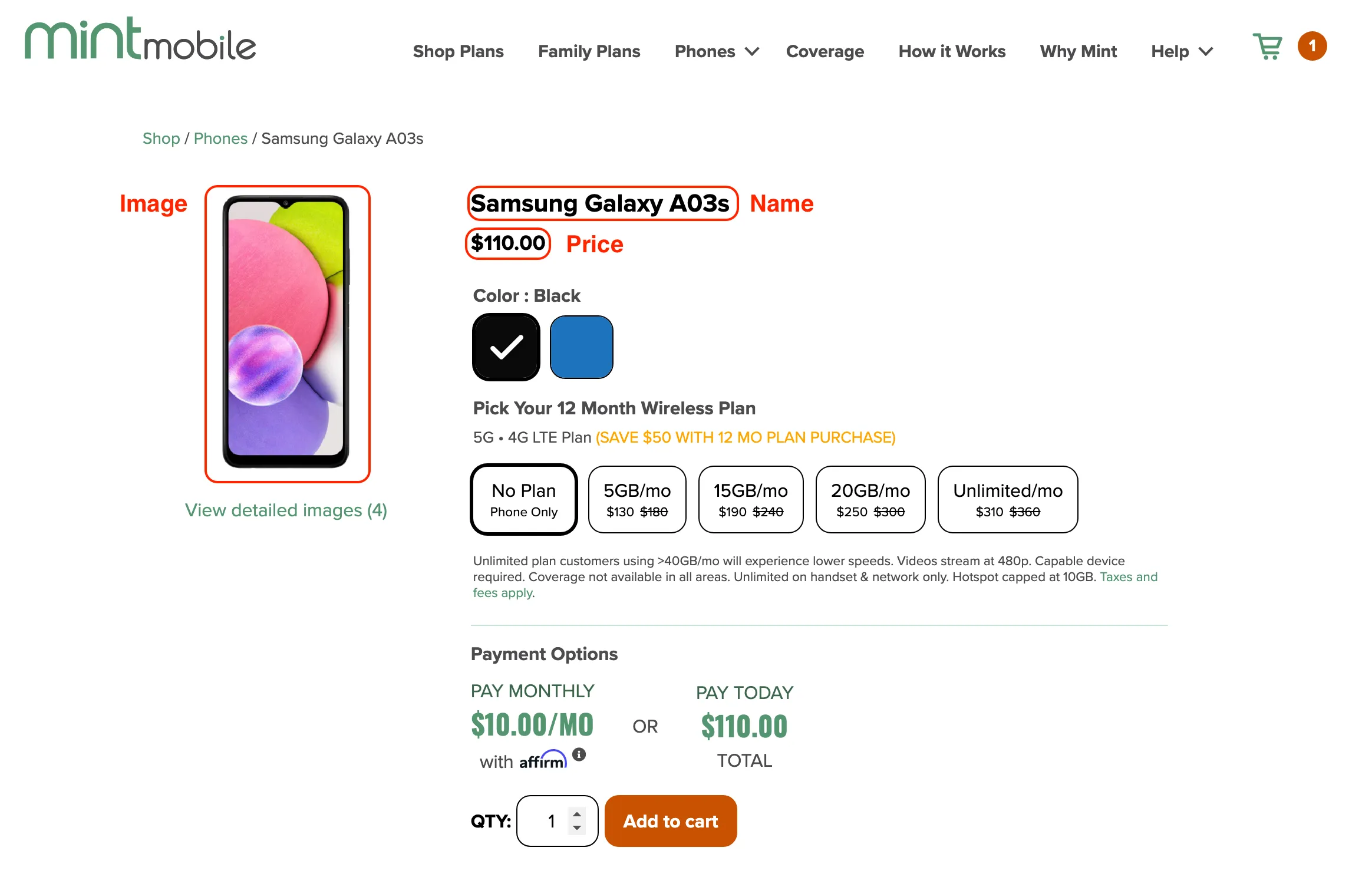 MintMobile product page