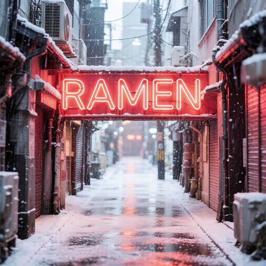 Rainy night alley turned into snowy morning — Hunyuan Image 3 image to image