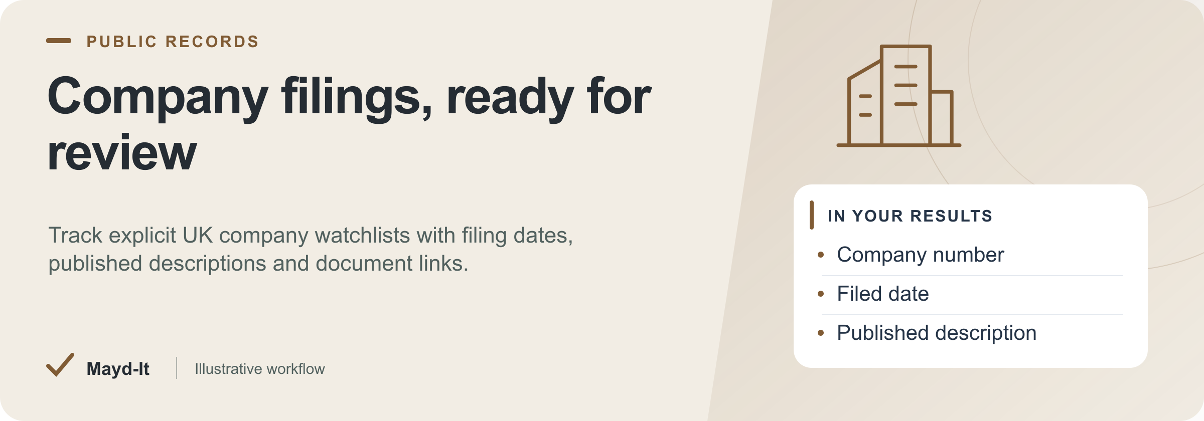 Company filings, ready for review — illustrative workflow