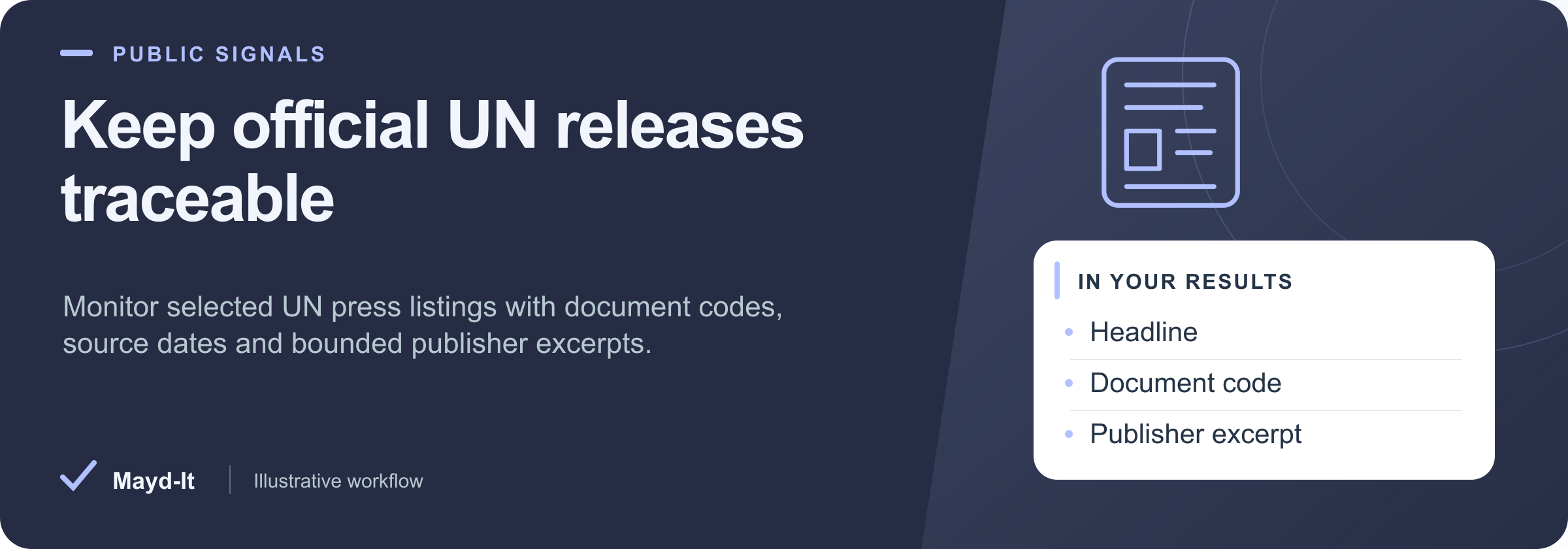Keep official UN releases traceable — illustrative workflow