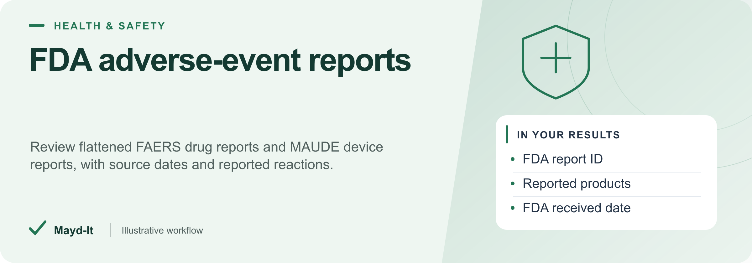 FDA adverse-event reports — illustrative workflow
