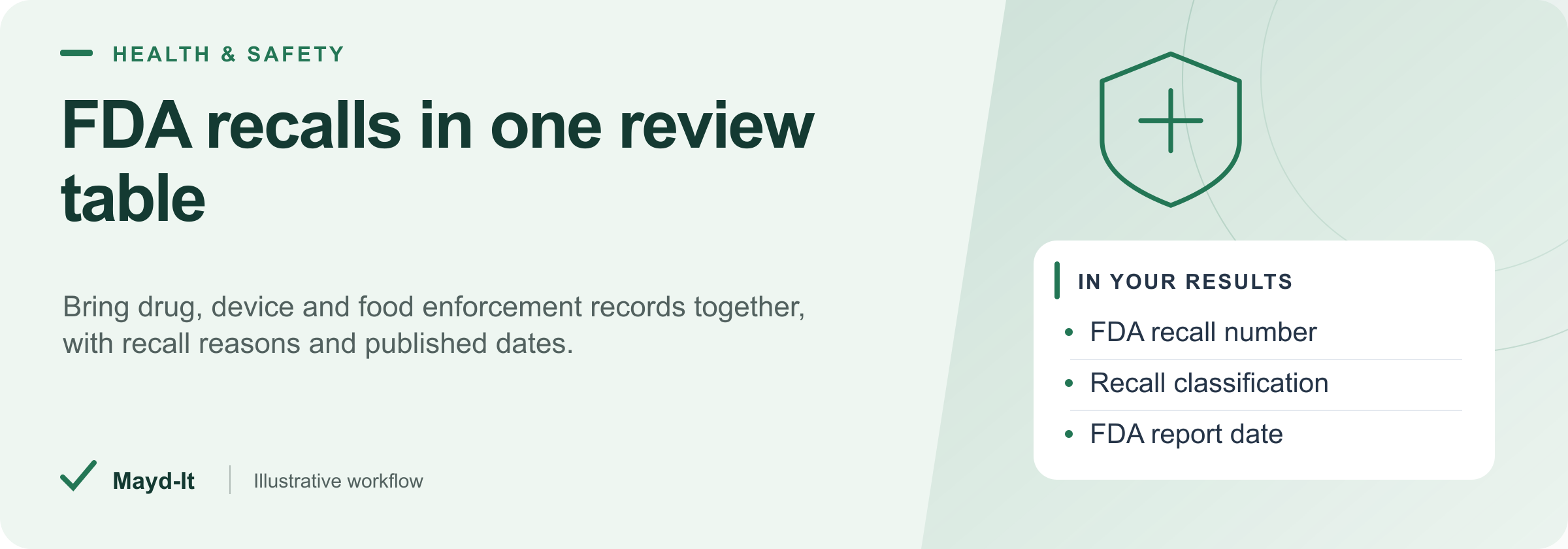 FDA recalls in one review table — illustrative workflow