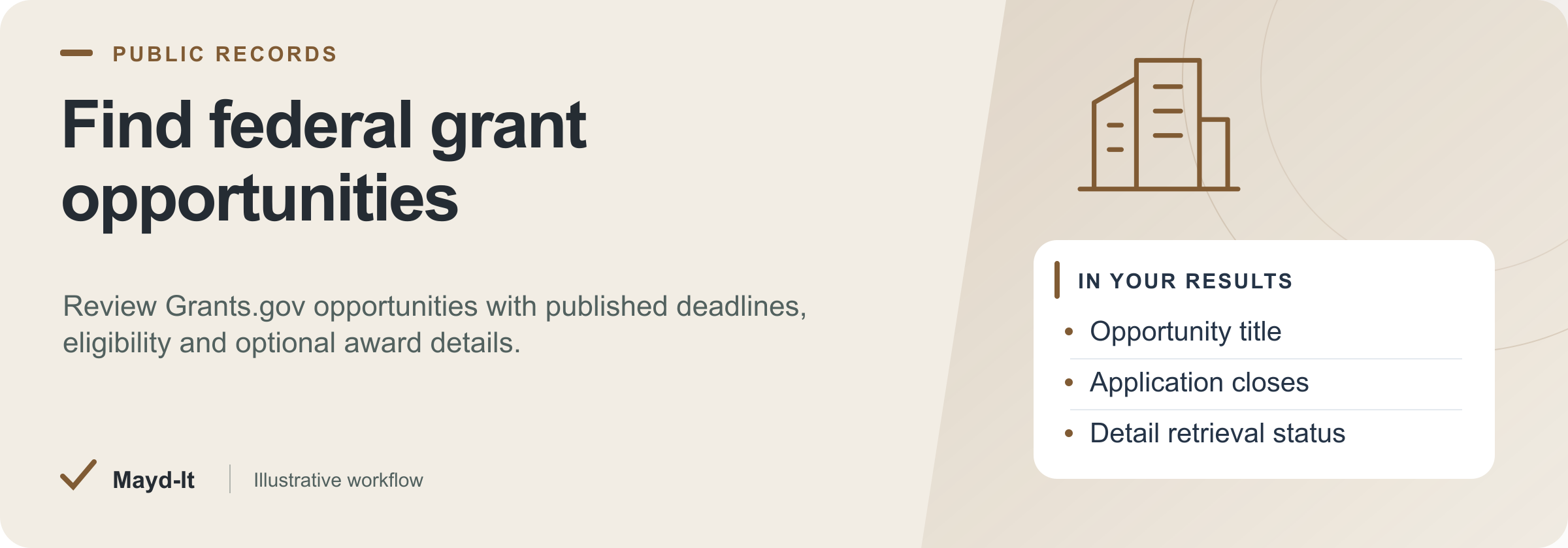 Find federal grant opportunities — illustrative workflow