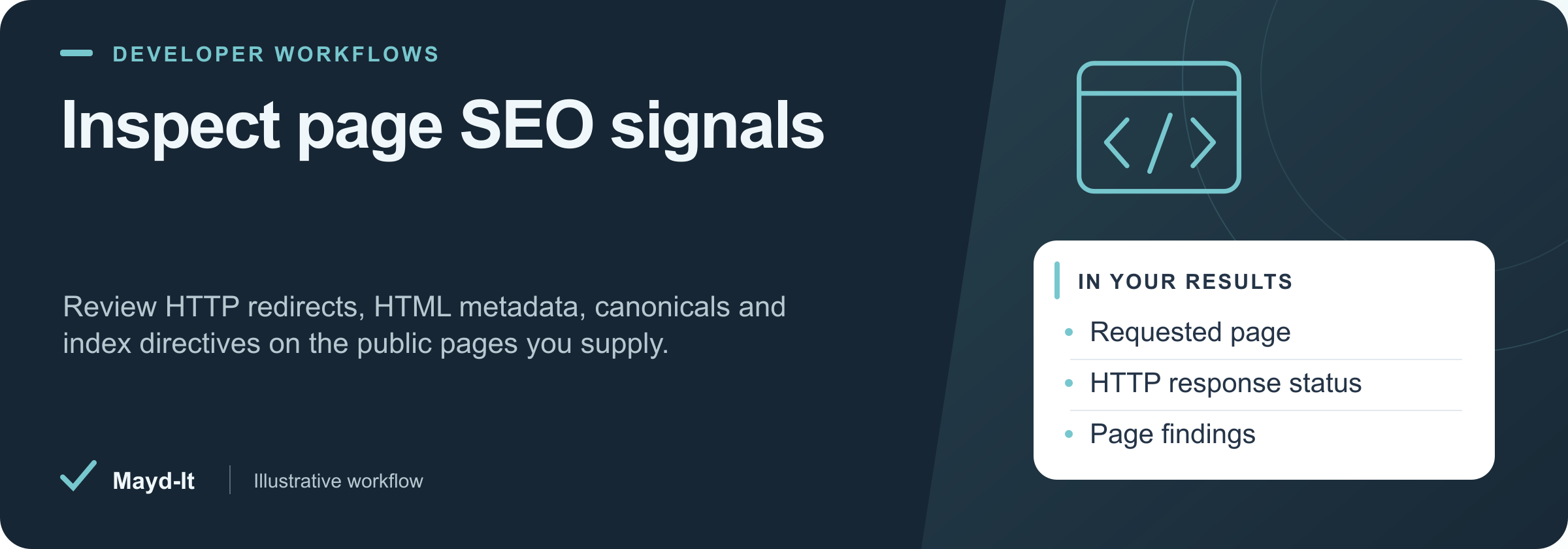 Inspect page SEO signals — illustrative workflow