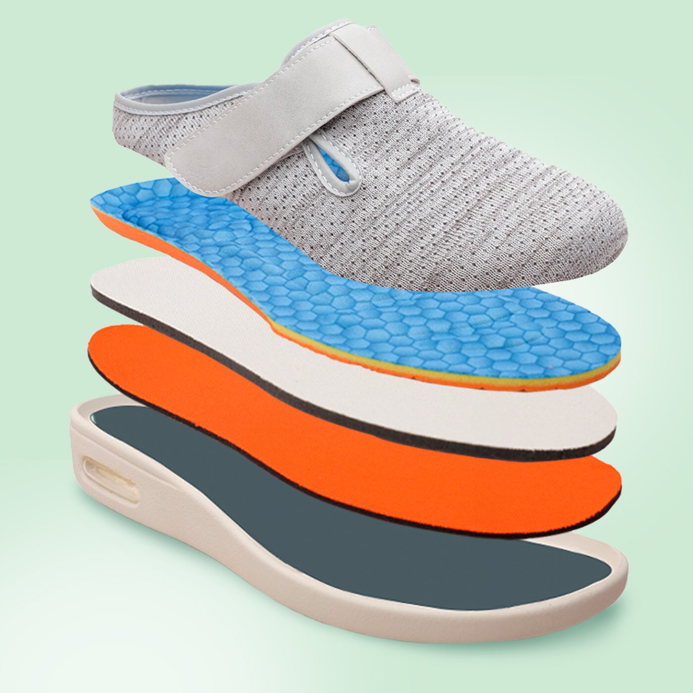 3-layer ergonomic cushion insole and air unit