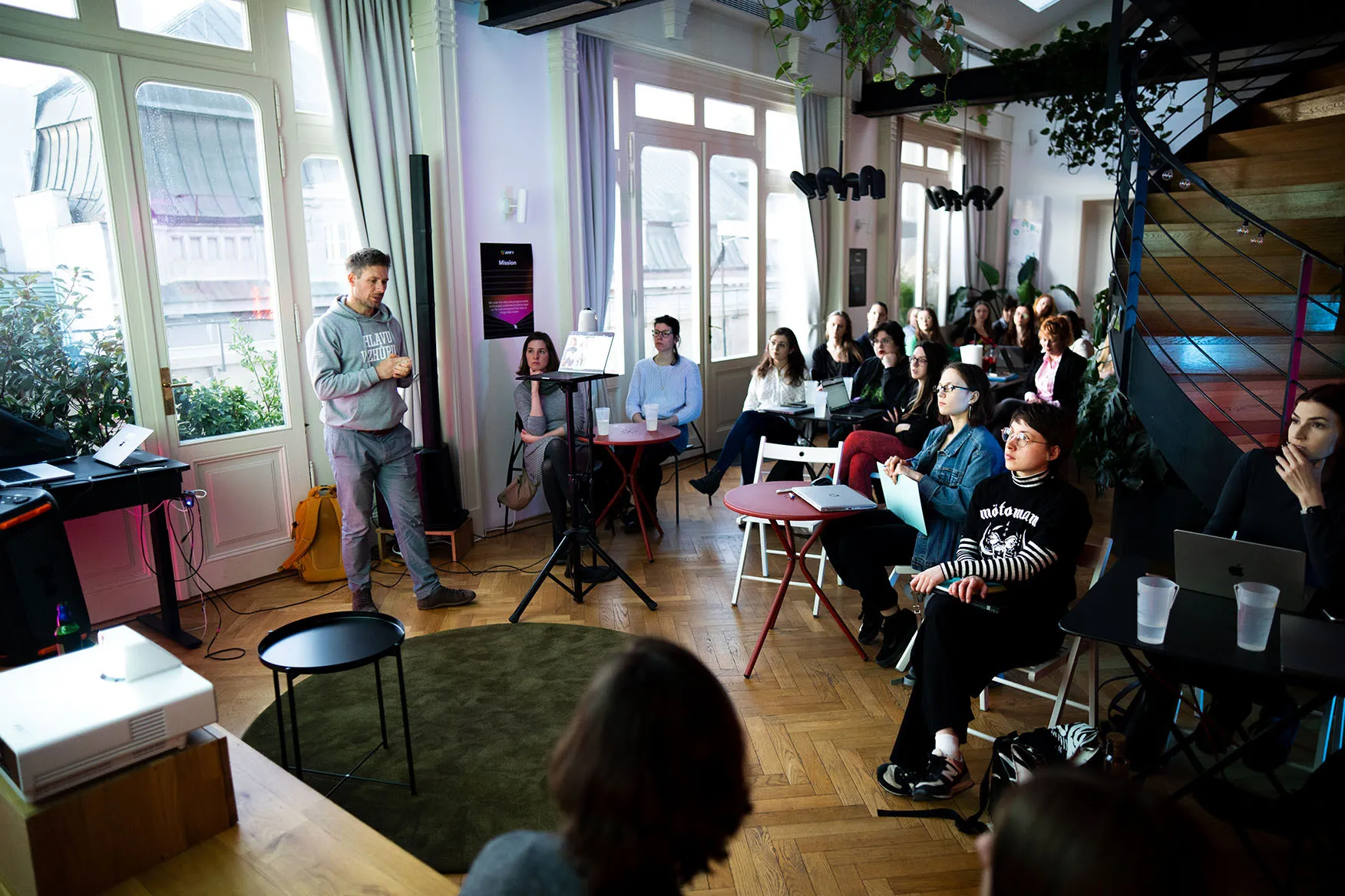 Apify co-founder, Jakub Balada, presenting for a Czechitas workshop