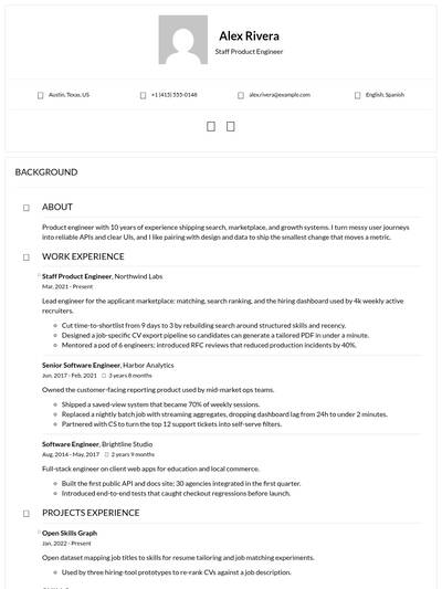 Elegant JSON Resume PDF template