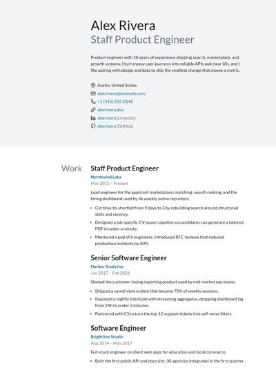 Even JSON Resume PDF template