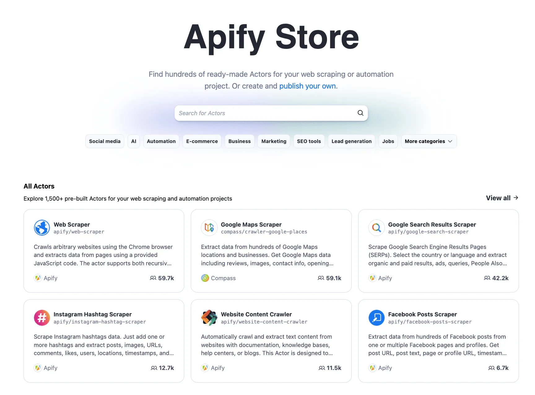 Apify Store - API marketplace