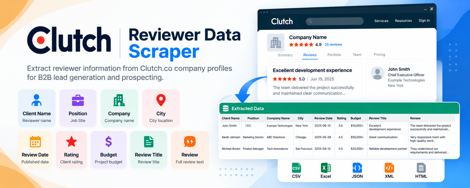 Clutch Reviewer Data Scraper - Extract reviewer information for B2B lead generation
