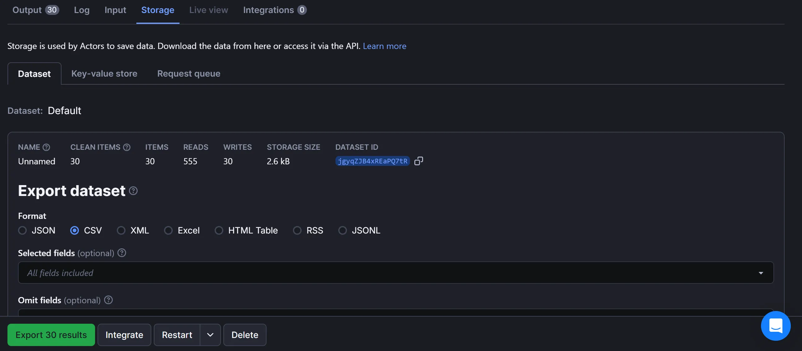 Exporting the scraped data