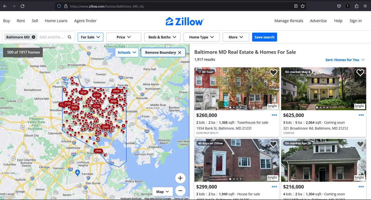 Inspect window on Zillow