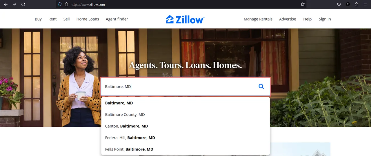 Zillow website