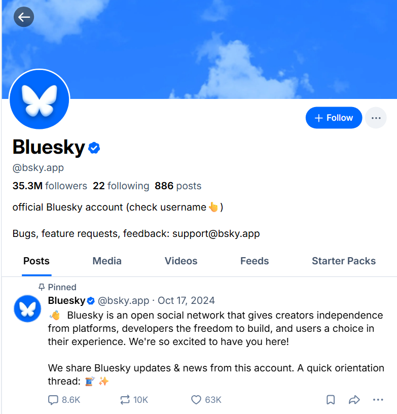 Bluesky Scraper - the public bsky.app profile and posts it turns into rows