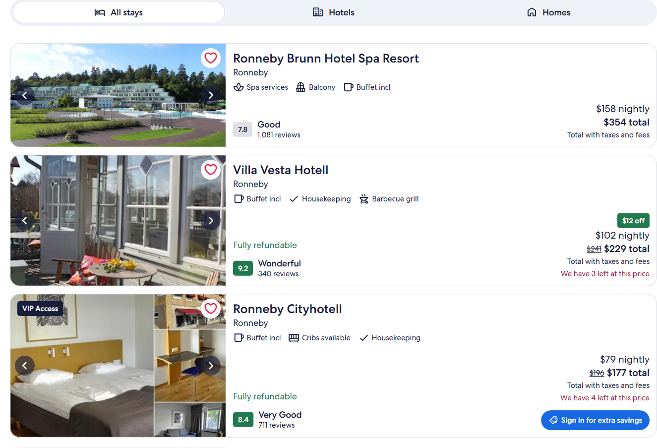 Expedia hotel search results that Expedia & Hotels.com Scraper turns into rows