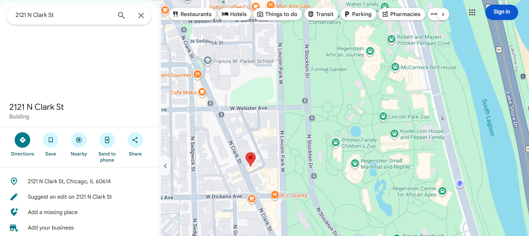 Google Maps answering an address search: the address Google Geocoding Scraper turns into a row with coordinates