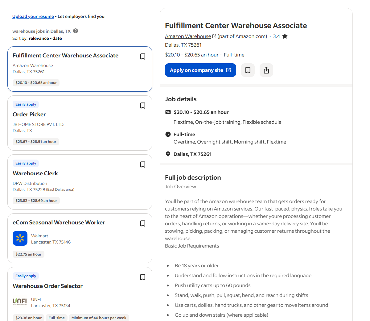 Indeed jobs search results page that Indeed Jobs Scraper turns into rows