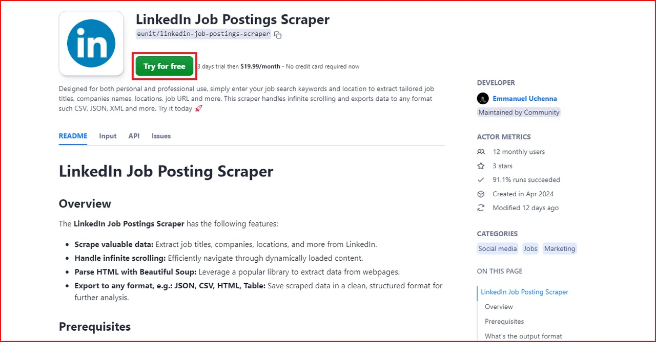 Linked In Job Postings Scraper