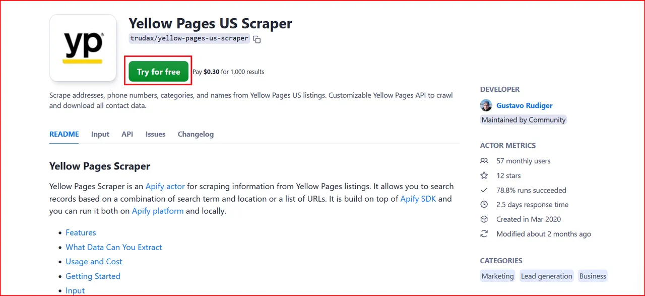 Yellow Pages US Scraper