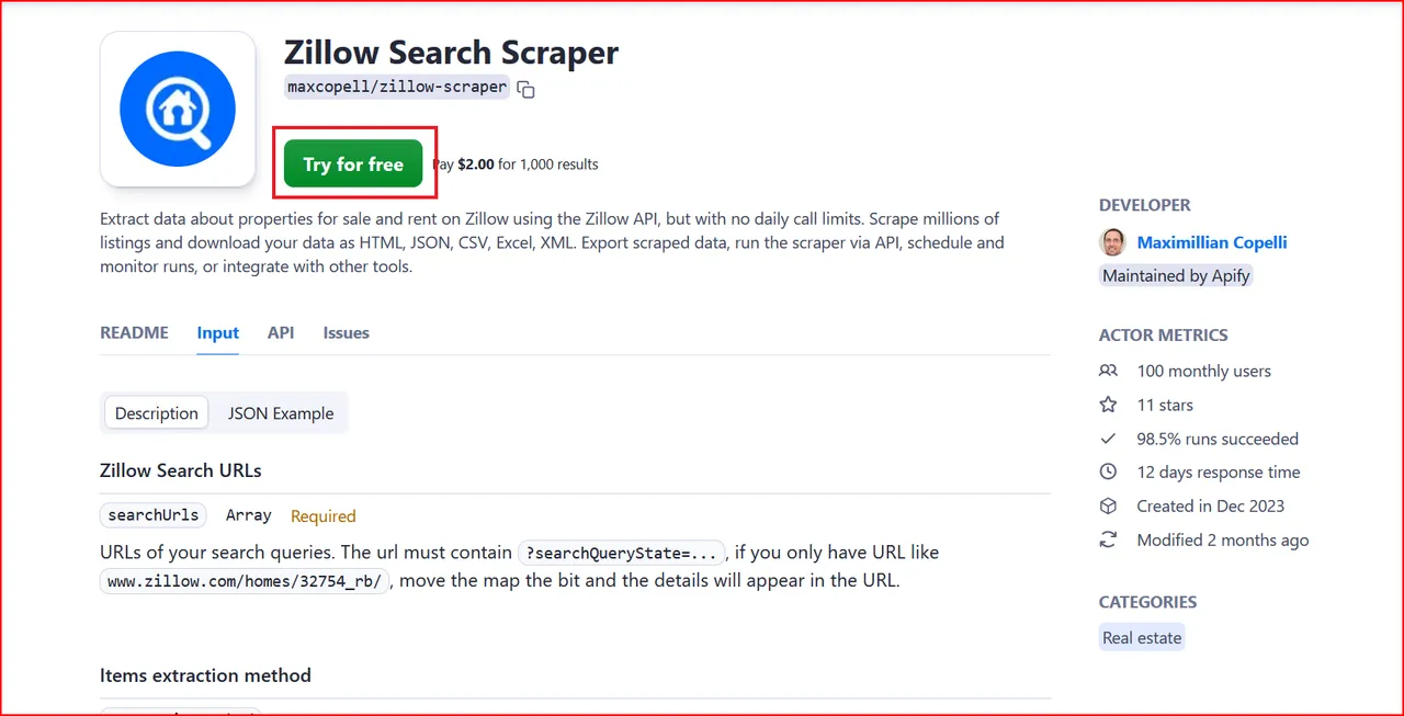 Zillow Search Scraper